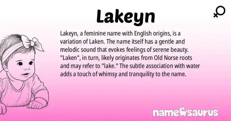 Infographic about Lakeyn name meaning, Lakeyn is a name from English origin(s).