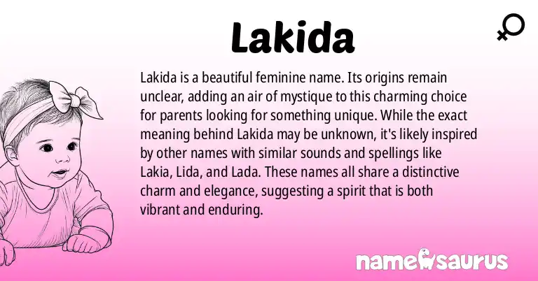 Infographic about Lakida name meaning, Lakida is a name from N/A origin(s).