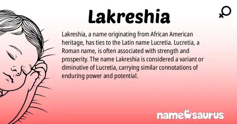 Infographic about Lakreshia name meaning, Lakreshia is a name from African American origin(s).