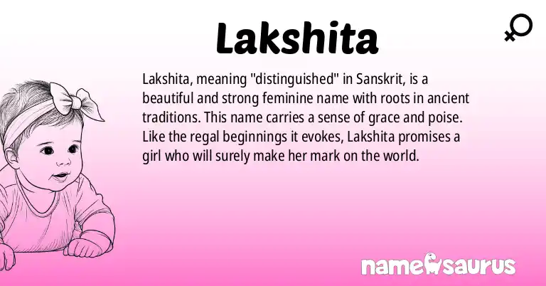Infographic about Lakshita name meaning, Lakshita is a name from Sanskrit origin(s).