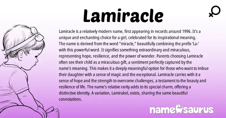 Infographic about Lamiracle name meaning, Lamiracle is a name from Other origin(s).