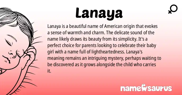 Infographic about Lanaya name meaning, Lanaya is a name from American origin(s).