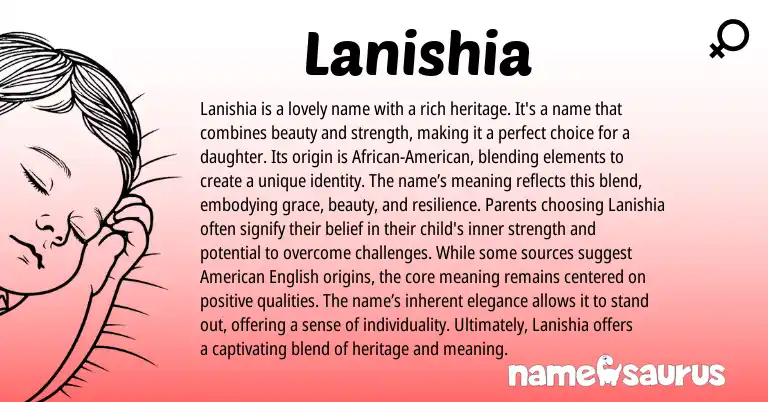 Infographic about Lanishia name meaning, Lanishia is a name from Other origin(s).