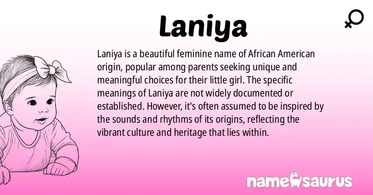 Infographic about Laniya name meaning, Laniya is a name from African American origin(s).