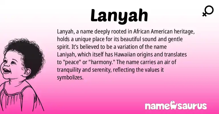Infographic about Lanyah name meaning, Lanyah is a name from African American origin(s).