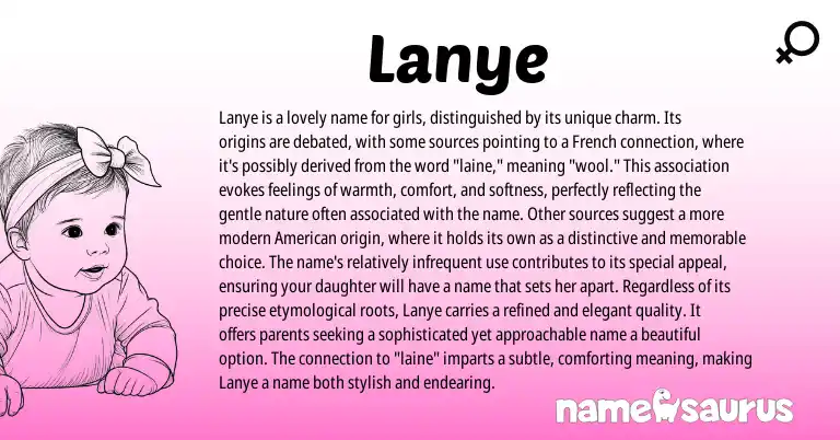 Infographic about Lanye name meaning, Lanye is a name from French origin(s).