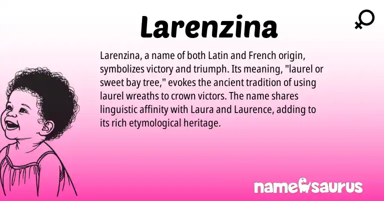 Infographic about Larenzina name meaning, Larenzina is a name from French, Latin origin(s).