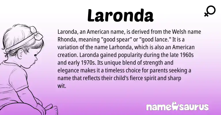 Infographic about Laronda name meaning, Laronda is a name from Welsh, American origin(s).