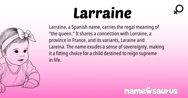 Infographic about Larraine name meaning, Larraine is a name from Spanish origin(s).