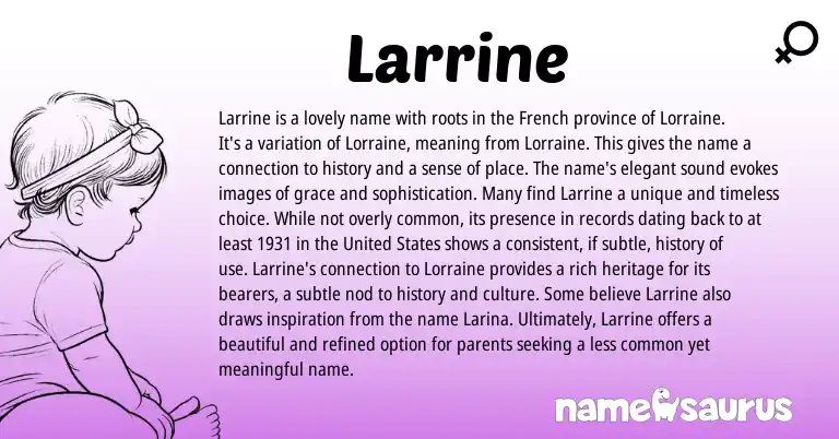 Infographic about Larrine name meaning, Larrine is a name from French, English origin(s).