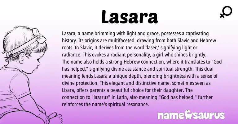 Infographic about Lasara name meaning, Lasara is a name from Slavic origin(s).