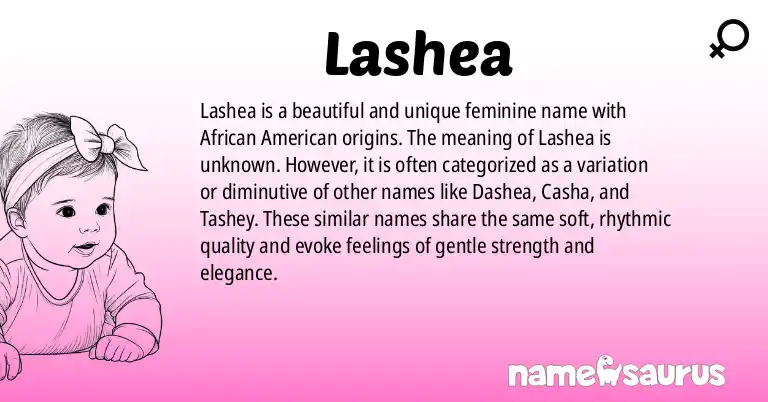 Infographic about Lashea name meaning, Lashea is a name from African American origin(s).