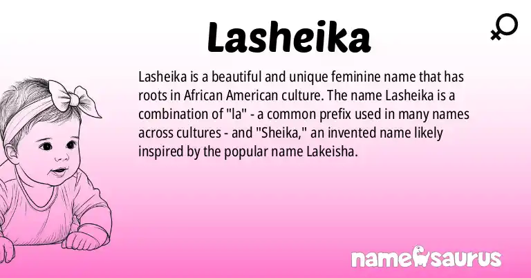 Infographic about Lasheika name meaning, Lasheika is a name from African American origin(s).