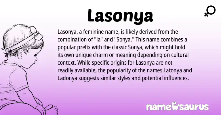 Infographic about Lasonya name meaning, Lasonya is a name from N/A origin(s).