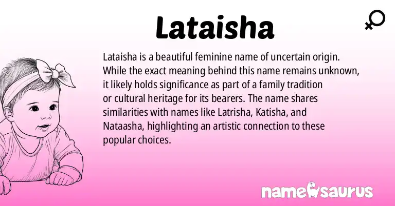 Infographic about Lataisha name meaning, Lataisha is a name from N/A origin(s).