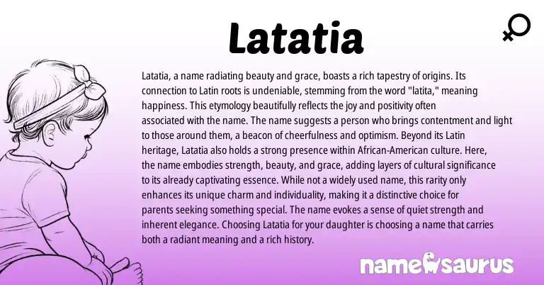 Infographic about Latatia name meaning, Latatia is a name from Latin origin(s).