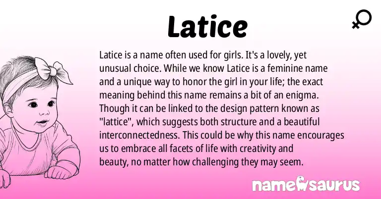 Infographic about Latice name meaning, Latice is a name from N/A origin(s).