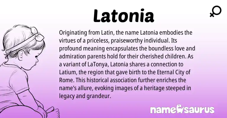 Infographic about Latonia name meaning, Latonia is a name from Latin origin(s).