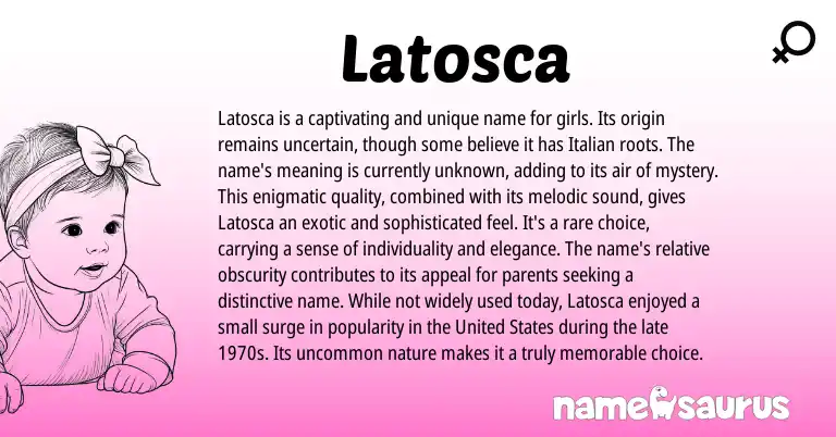 Infographic about Latosca name meaning, Latosca is a name from Other origin(s).