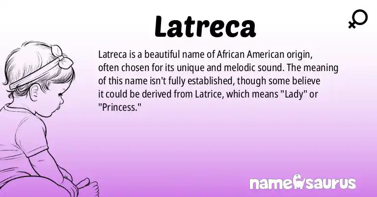 Infographic about Latreca name meaning, Latreca is a name from African American origin(s).