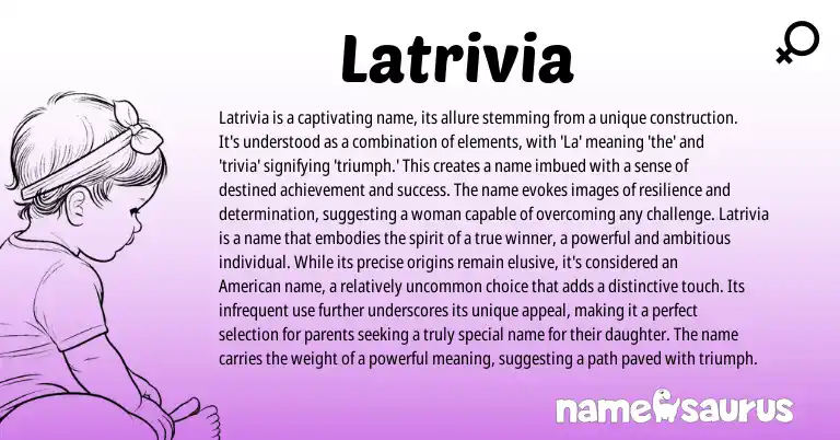 Infographic about Latrivia name meaning, Latrivia is a name from American origin(s).