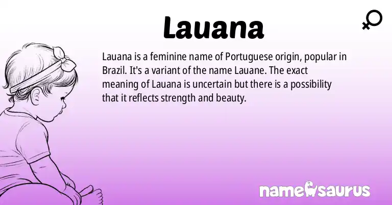 Infographic about Lauana name meaning, Lauana is a name from Portuguese (Brazilian) origin(s).