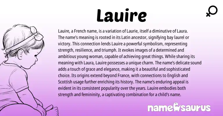 Infographic about Lauire name meaning, Lauire is a name from French origin(s).