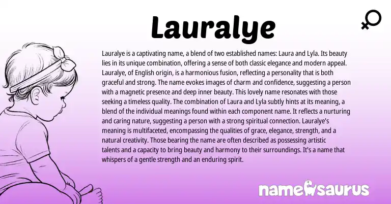 Infographic about Lauralye name meaning, Lauralye is a name from English origin(s).