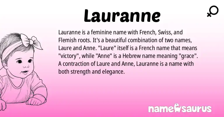 Infographic about Lauranne name meaning, Lauranne is a name from French, French (Swiss), Flemish, French (Belgian) origin(s).