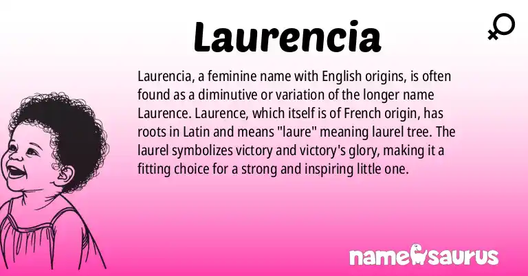 Infographic about Laurencia name meaning, Laurencia is a name from English origin(s).