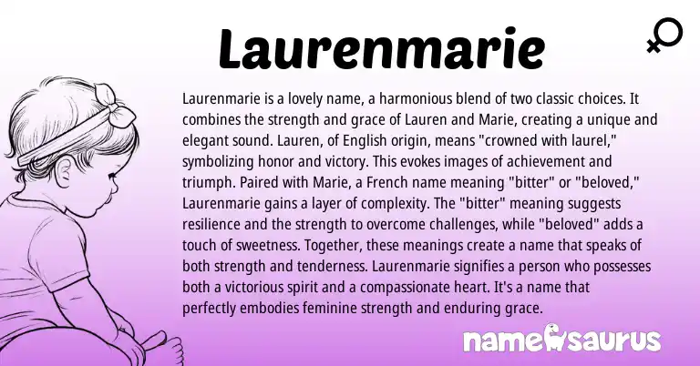Infographic about Laurenmarie name meaning, Laurenmarie is a name from French, English origin(s).