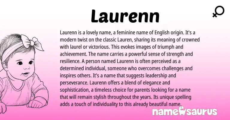 Infographic about Laurenn name meaning, Laurenn is a name from English origin(s).