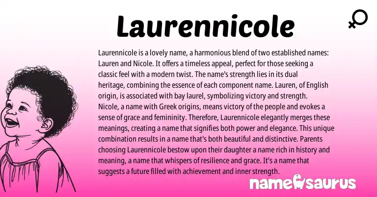 Infographic about Laurennicole name meaning, Laurennicole is a name from English origin(s).