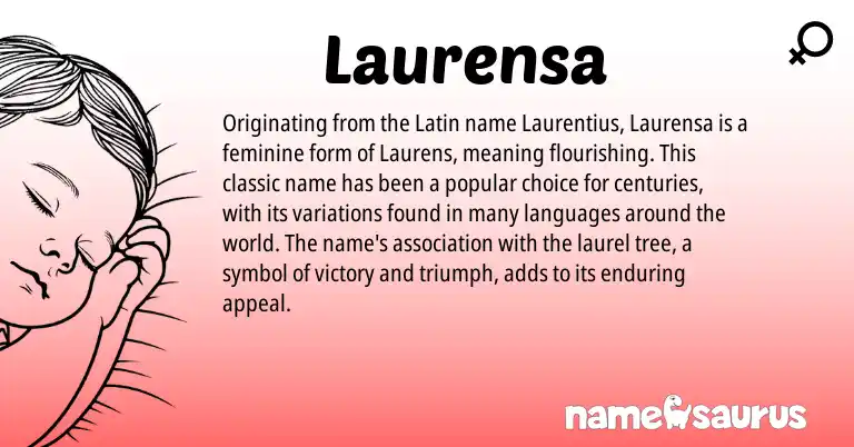 Infographic about Laurensa name meaning, Laurensa is a name from Latin origin(s).