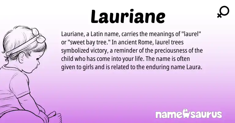 Infographic about Lauriane name meaning, Lauriane is a name from Latin origin(s).