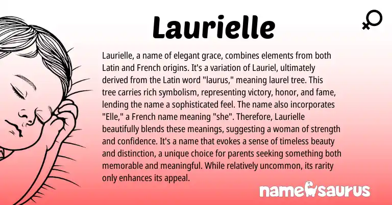Infographic about Laurielle name meaning, Laurielle is a name from Latin, French origin(s).