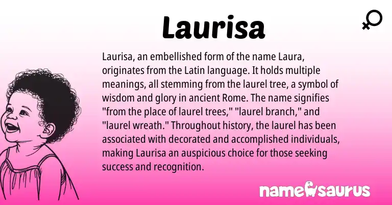 Infographic about Laurisa name meaning, Laurisa is a name from Latin origin(s).