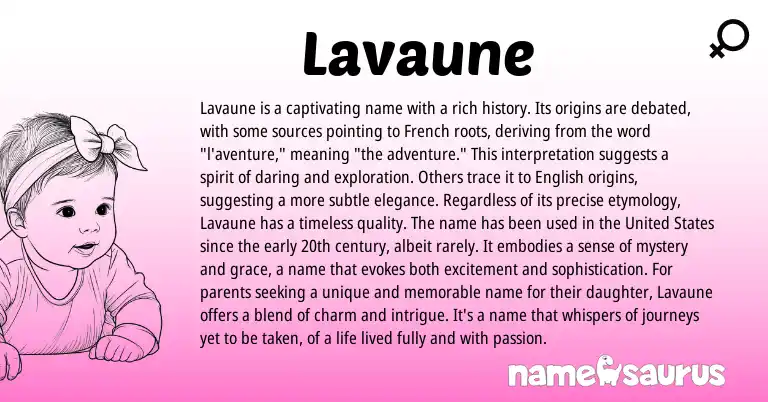 Infographic about Lavaune name meaning, Lavaune is a name from French origin(s).