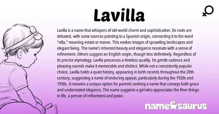 Infographic about Lavilla name meaning, Lavilla is a name from Spanish origin(s).