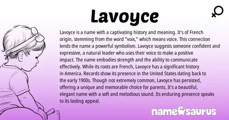 Infographic about Lavoyce name meaning, Lavoyce is a name from French origin(s).