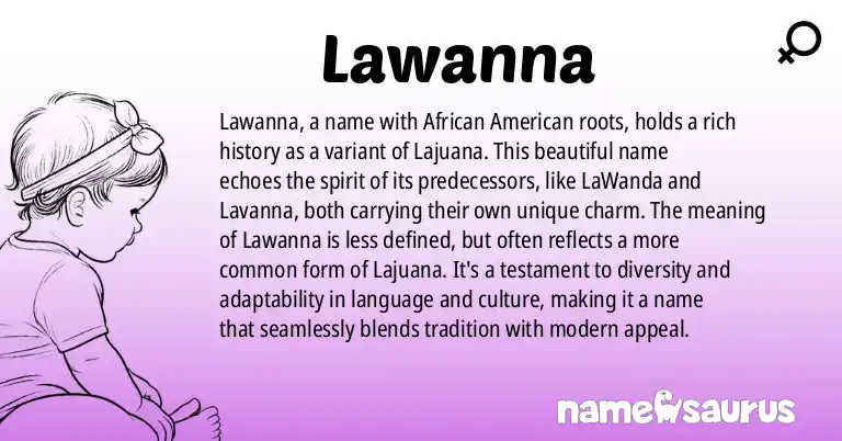 Infographic about Lawanna name meaning, Lawanna is a name from African American origin(s).