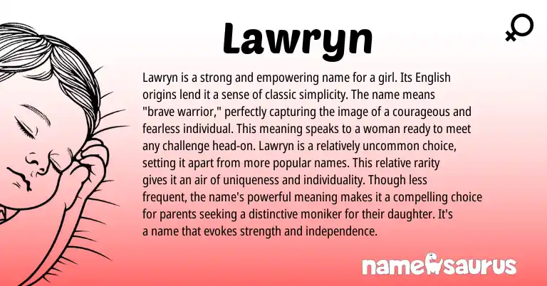 Infographic about Lawryn name meaning, Lawryn is a name from English origin(s).
