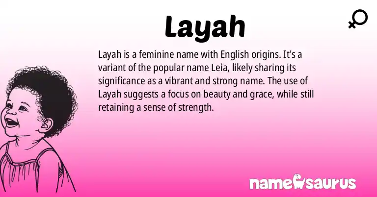 Infographic about Layah name meaning, Layah is a name from English origin(s).