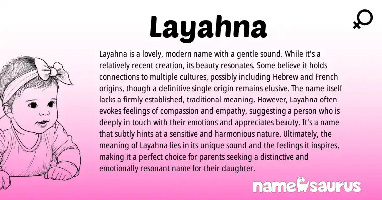 Infographic about Layahna name meaning, Layahna is a name from Other origin(s).