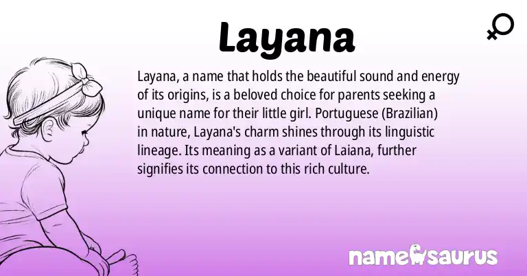 Infographic about Layana name meaning, Layana is a name from Portuguese (Brazilian) origin(s).