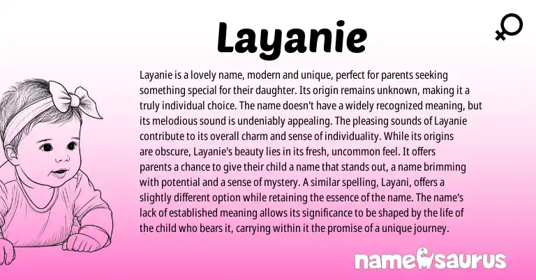 Infographic about Layanie name meaning, Layanie is a name from Other origin(s).