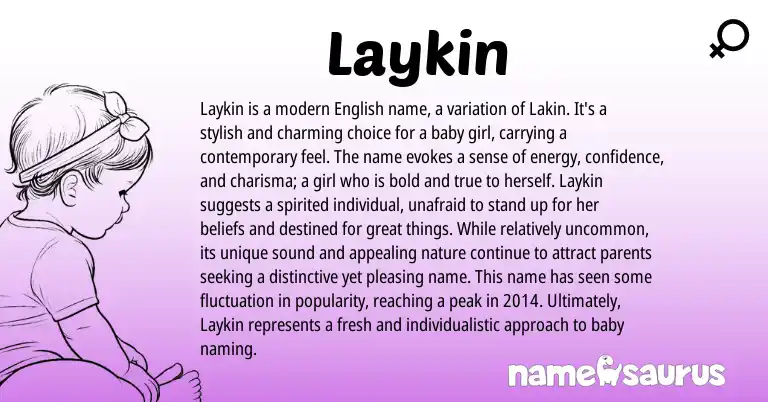 Infographic about Laykin name meaning, Laykin is a name from English origin(s).