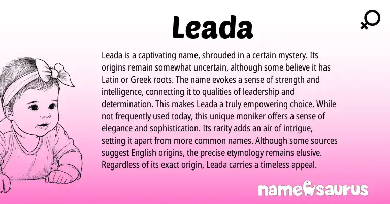 Infographic about Leada name meaning, Leada is a name from Greek, Latin origin(s).
