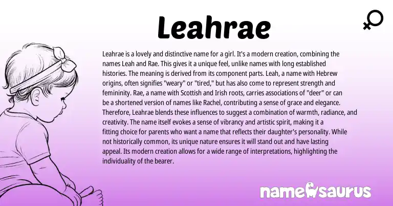 Infographic about Leahrae name meaning, Leahrae is a name from Other origin(s).