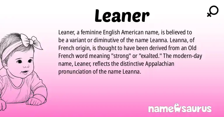 Infographic about Leaner name meaning, Leaner is a name from English (American) origin(s).